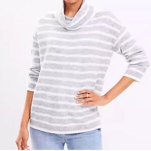 Loft Gray & Cream Striped Women's Sweater, New with tag. Size XL